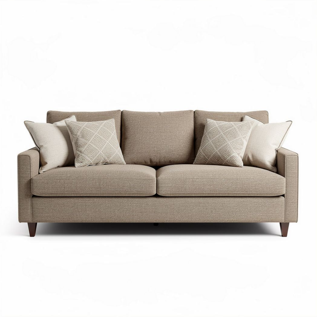 Sofa with removable cushions in light beige fabric suitable for living room