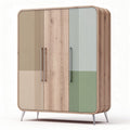 Wooden wardrobe with glass sliding doors and modern design 80 x 40 x 120cm