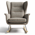 Rocking chair in gray upholstery with wooden base and ergonomic design 80 x 70 x 100cm