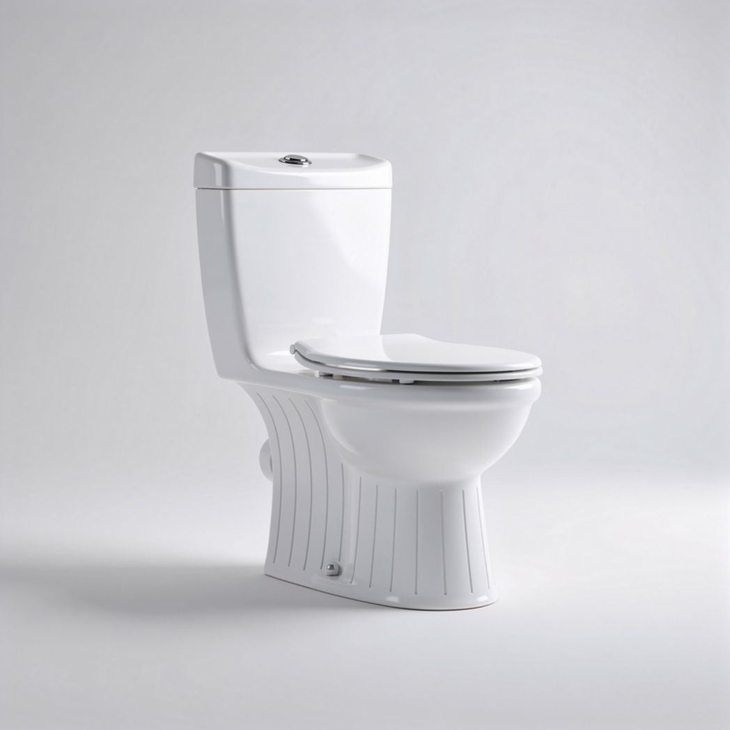 Dual flush elongated toilet with soft close seat and ceramic construction 70 x 40 x 80cm