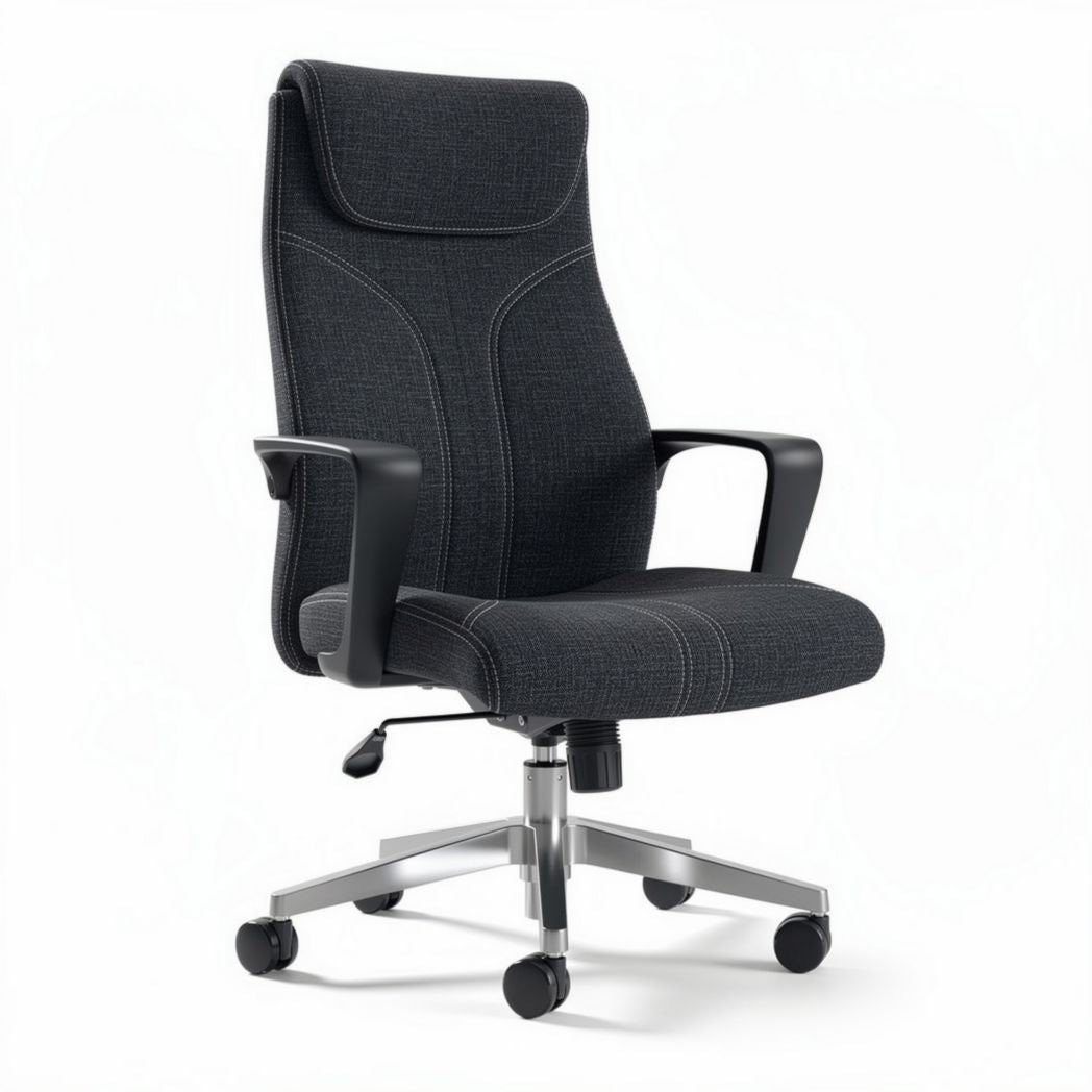 Office chair with ergonomic design fabric upholstery and adjustable height 60 x 60 x 120cm in grey color