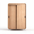 Wooden sliding door wardrobe with metal frame 120 x 60 x 180cm