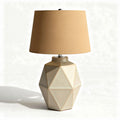 Geometric ceramic table lamp with beige fabric shade 30 x 30 x 60cm