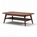 Wooden coffee table with lower shelf 120 x 60 x 45cm brown finish