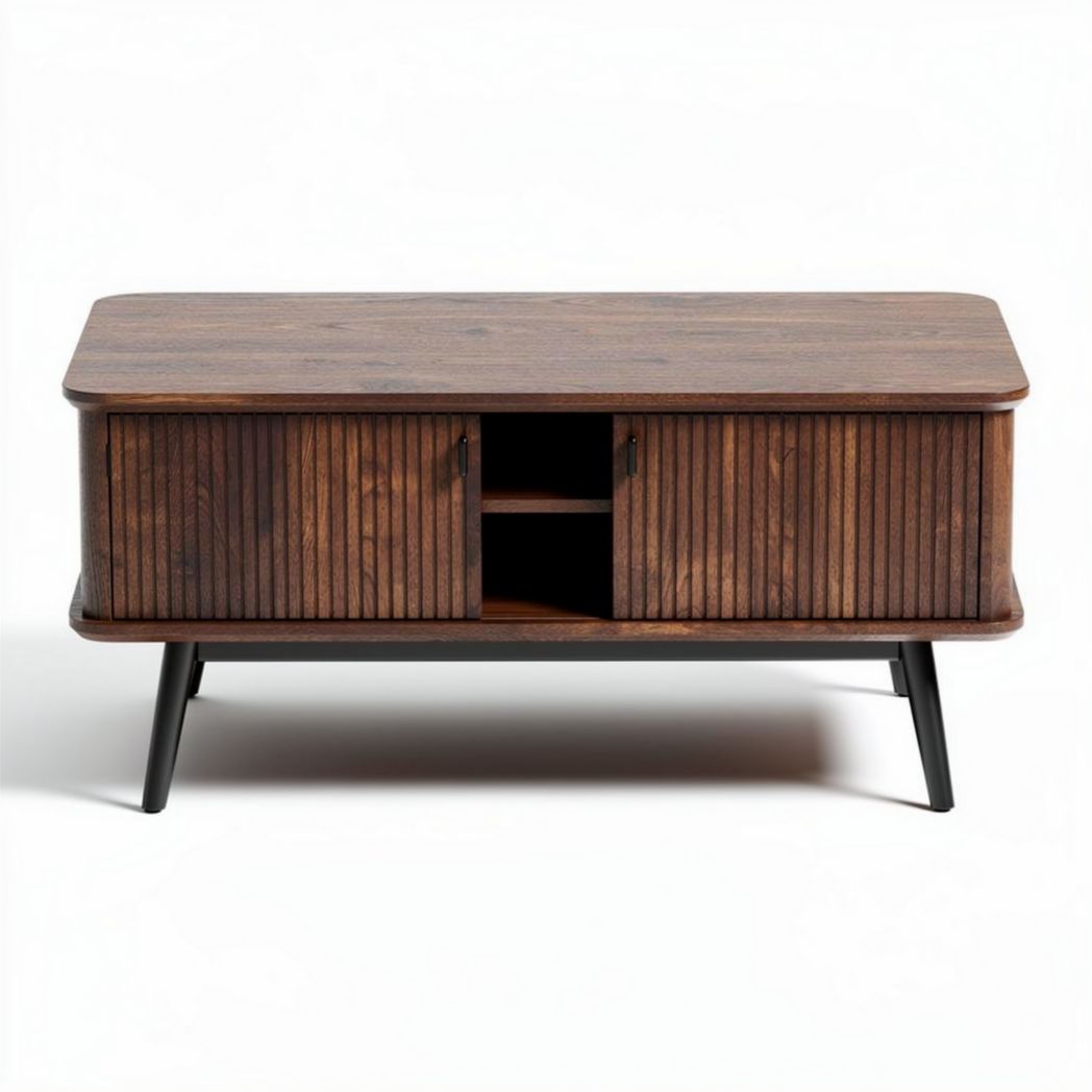 Wooden coffee table with storage compartments and minimalist design 120 x 60 x 45cm